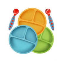 Hot selling safe nontoxic Divided Unbreakable Silicone Baby and Toddler Plates Baby Silicone Feeding Set